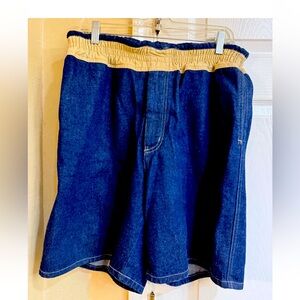 Vintage Mens OP Denium Shorts Elastic Waist 100% Cotton L